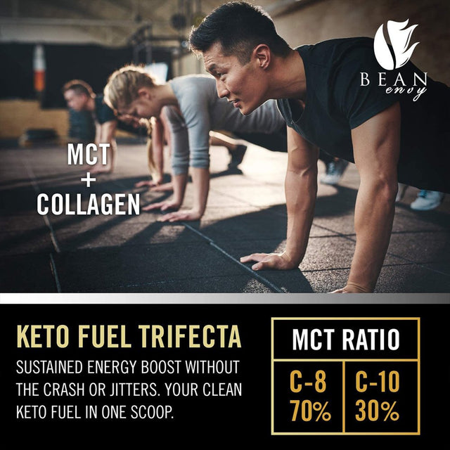 Bean Envy MCT Oil Powder with Collagen and Prebiotic Acacia - Pure Mct'S - Perfect for Keto - Energy Boost - Nutrient Absorption - Appetite Control - Healthy Gut Support