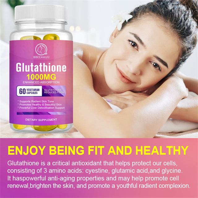 (2 Pack) Bbeeaauu 1000Mg Glutathione Pills 120 Pcs, Anti-Aging, Anti-Wrinkle, Protect Liver Health & Skin Care Capsules