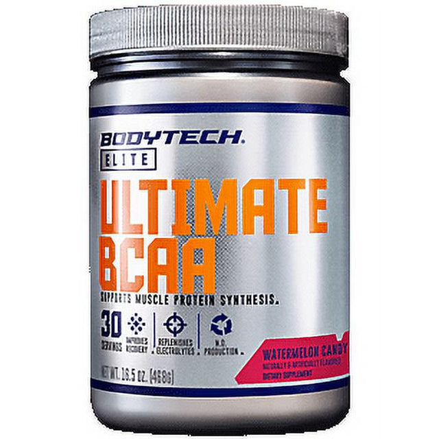 Bodytech Elite Ultimate BCAA Powder, Supports Muscle Protein Synthesis, Nitric Oxide Production, Watermelon Candy (30 Servings)