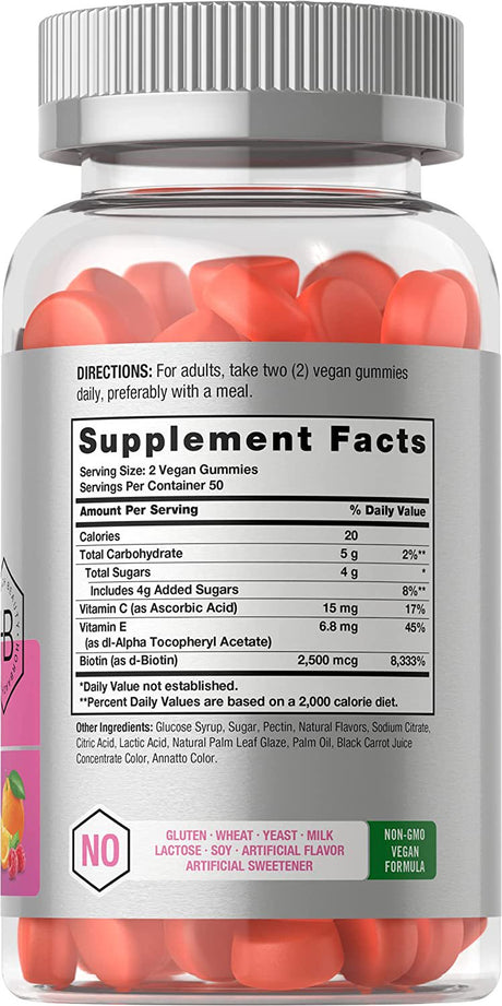 Hair Skin and Nails Gummies | 100 Count | with Biotin | Fruit Flavored Vitamins | Non-Gmo, Gluten Free | by Horbaach