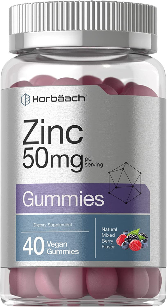 Zinc Gummies | 40 Count | Vegan, Non-Gmo, Gluten Free | Mixed Berry Flavor | by Horbaach