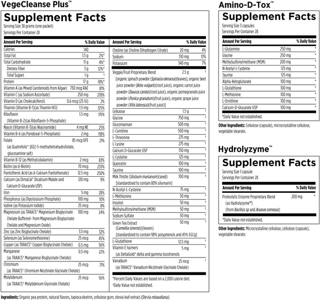 Designs for Health Vegecleanse plus 14 Day Detox Program - Promotes Healthy Liver Function + Metabolic Cleanse with Antioxidants + Herbs, Vegetarian (28 Protein Powder Drink Mixes + 28 Vitamin Packs)