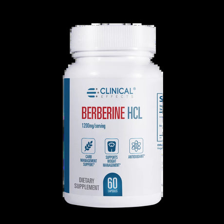 Clinical Effects Berberine HCL - Pure Berberine 1200Mg/Serving - Support Healthy Blood Sugar Metabolism and Heart Health - 60 Veggie Capsules