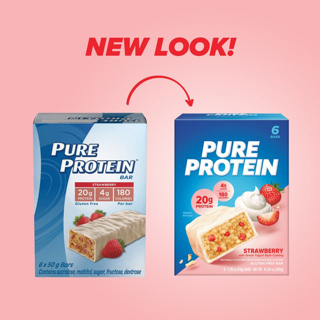 Pure Protein Bars, Strawberry Greek Yogurt, 20G Protein, 1.76 Oz, 6 Ct