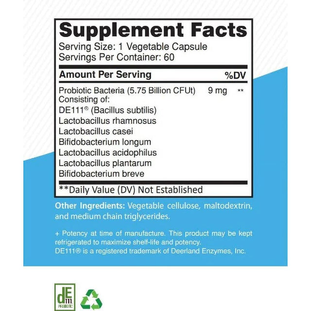 Healblend Probiotics for Digestive Health Support, 11.5 Billion CFU per Serving: DE111, Lactobacillus, Bifidobacterium, Acidophilus Probiotic Supplement, 60 Capsules 3-Pack