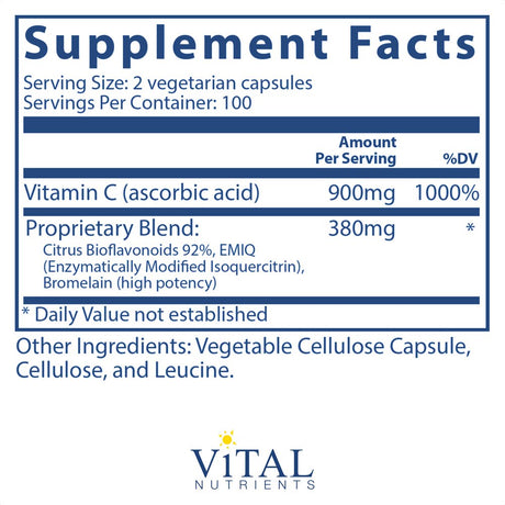 Vital Nutrients - Aller-C (Isoquercitrin, C, and Bioflavonoids) - Respiratory and Sinus Support - 200 Vegetarian Capsules