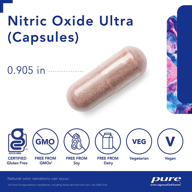 Pure Encapsulations Nitric Oxide Ultra (Capsules) - Supplement Supports Nitric Oxide Production, Healthy Blood Flow & Vascular Health - with L-Citrulline & Cranload Cranberry Extract - 120 Capsules