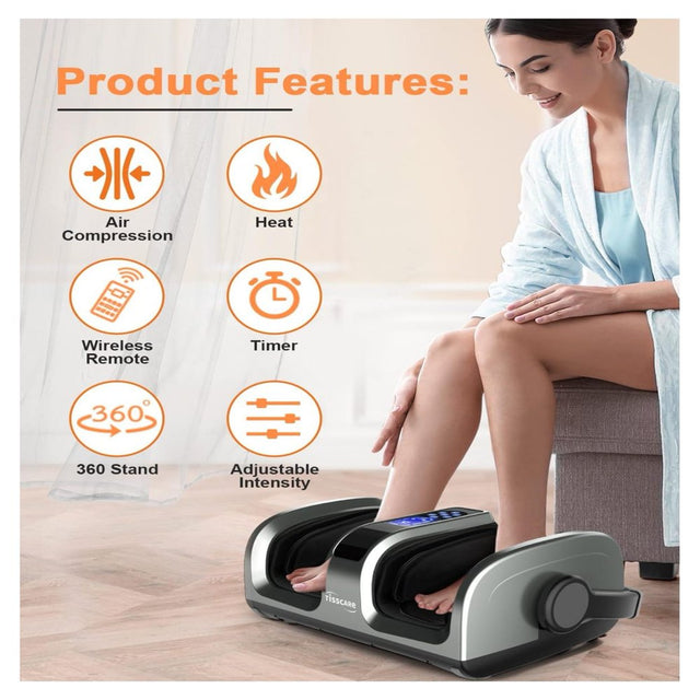 Gnhoch Shiatsu Foot Massager Machine with Heat & for Plantar Fasciitis & Neuropathy, Deep Kneading Calf Leg Massager, Blood Circulation & Pain Relief & Better Sleep