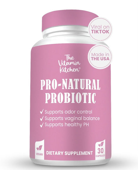 The Vitamin Kitchen Pro-Natural Probiotics for Women – 30-Count Vaginal Probiotics – 5 Billion CFU Probiotic Blend – Vegan-Friendly and Non-Gmo – Women Probiotic for Odor Control & Ph Balance