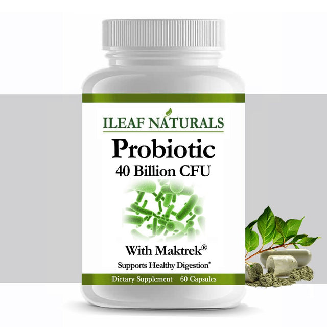 Ileaf Naturals Probiotic 40 Billion CFU with Maktrek® Bypass - 60 Vegg ...