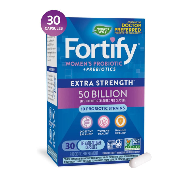 Fortify Women'S Extra Strength Probiotic Capsules, 50 Billion Live Probiotics, 30 Count