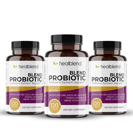 Healblend Probiotic Caps Dietary Supplement Capsules, Probiotic for Women and for Men Digestive Health - 120 Veg Capsules 3-Pack