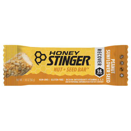 Honey Stinger Nut + Seed Bar, Peanut and Sunflower Seed, 16G Protein, 12 Count