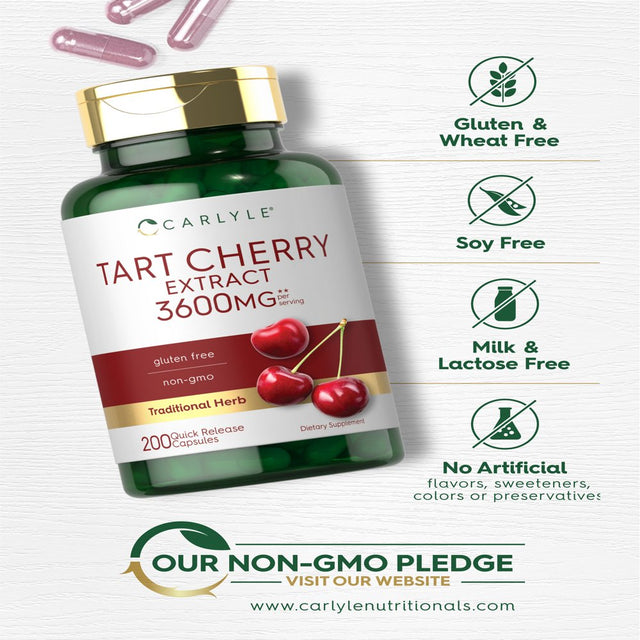 Tart Cherry Capsules | 200 Count | 3600Mg | Non-Gmo & Gluten Free | by Carlyle