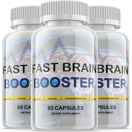 (3 Pack) Fast Brain Booster - Dietary Supplement for Focus, Memory, Clarity, & Energy - Advanced Cognitive Support Formula for Maximum Strength - 180 Capsules