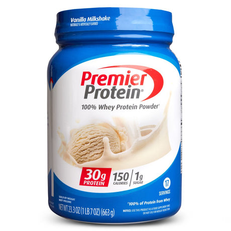 Premier Protein 100% Whey Protein Powder, Vanilla Milkshake, 30G Protein, 23.3 Oz, 1.7 Lb