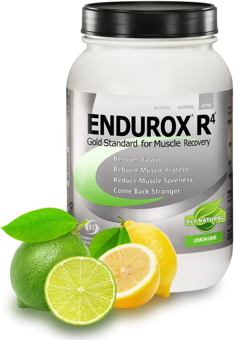 Pacifichealth Endurox R4, All Natural Post Workout Recovery Drink Mix with Protein, Carbs, Electrolytes and Antioxidants for Superior Muscle Recovery, Net Wt. 4.56 Lb, 28 Serving (Lemon Lime)