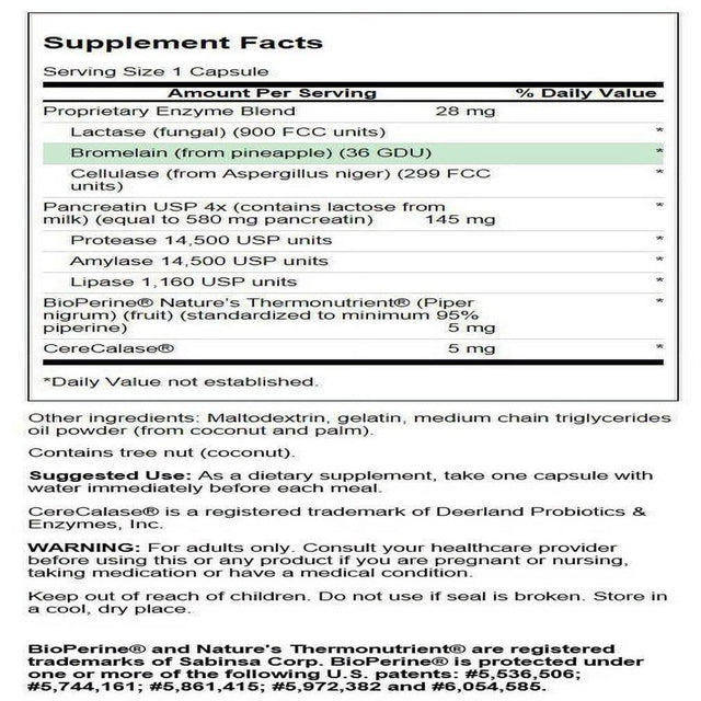 Swanson Digestitol - Natural Digestive Health Support Featuring Digestive Enzymes and Bioperine - Supports Increased Nutrient Absorption and Overall Wellness - (60 Capsules)