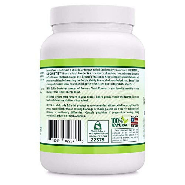 Herbal Secrets Brewer'S Yeast Powder - 32 Oz (2 Lbs) - Free of Allergen & GMO - Supports Existing Healthy Blood Glucose Level - Supports Heart & Digestive Health.