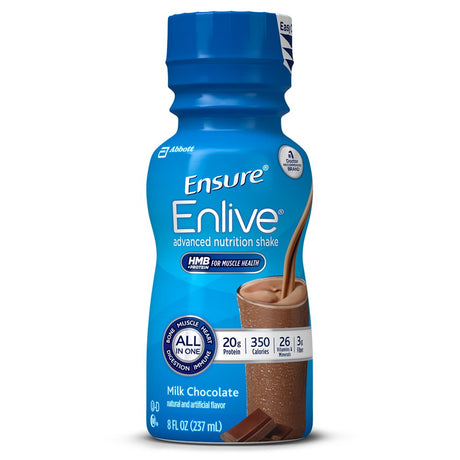 Ensure Enlive Advanced Nutrition Shake with 20 Grams of High-Quality Protein, Meal Replacement Shakes, Milk Chocolate, 8 Fl Oz, 16 Count