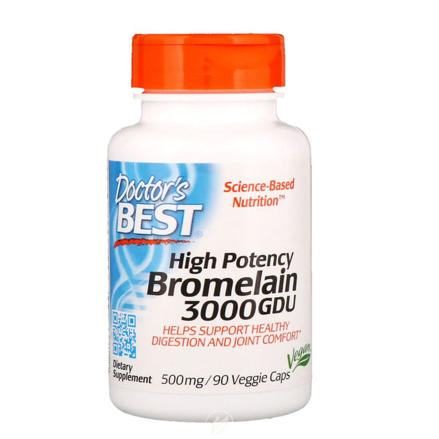 Doctor'S Best 3000 GDU Bromelain Proteolytic Digestive Enzymes Supplements, Supports Healthy Digestion, Joint Health, Nutrient Absorption, 500 Mg, 90 VC