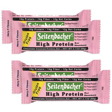 Seitenbacher Strawberry High Protein Bar, 2.10-Ounce (Pack of 4)