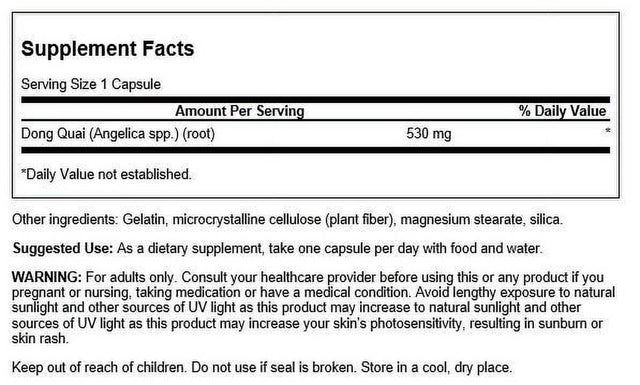 Swanson Dong Quai 530 Mg 100 Capsules