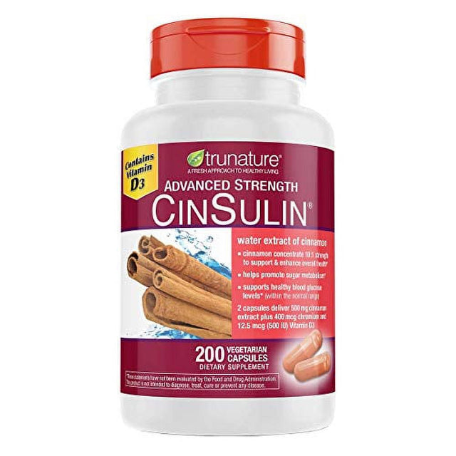 2-Pack Trunature Advanced Strength Cinsulin 200 Capsules Each