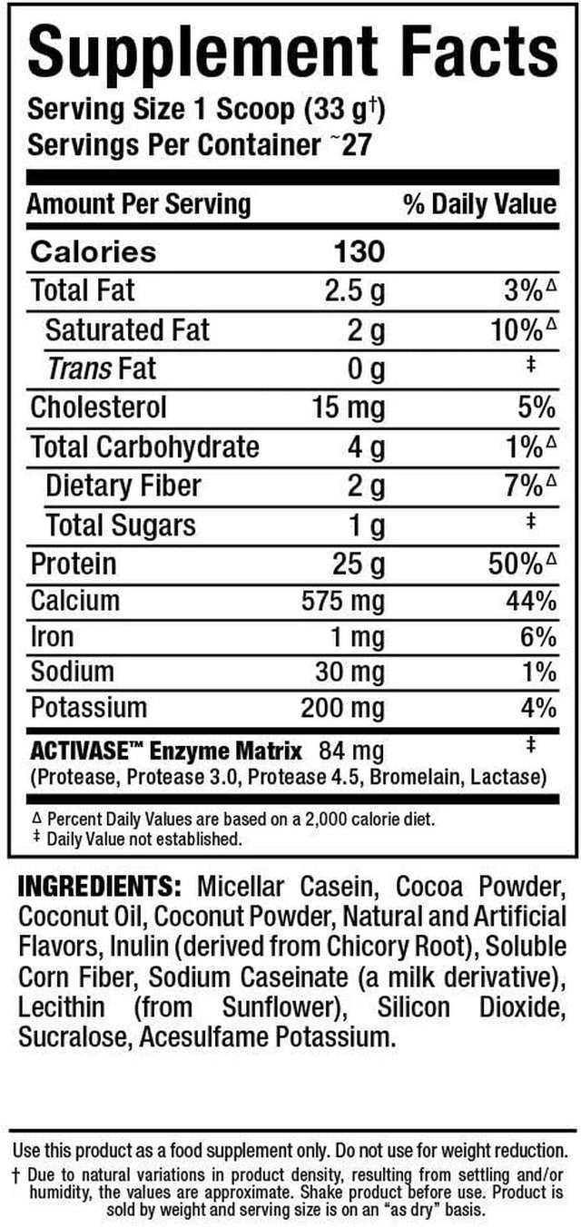 ALLMAX CASEIN-FX Protein, Chocolate - 2 Lb - 25 Grams of Slow-Release Protein per Scoop - Low Carb & Zero Added Sugar - Approx. 27 Servings