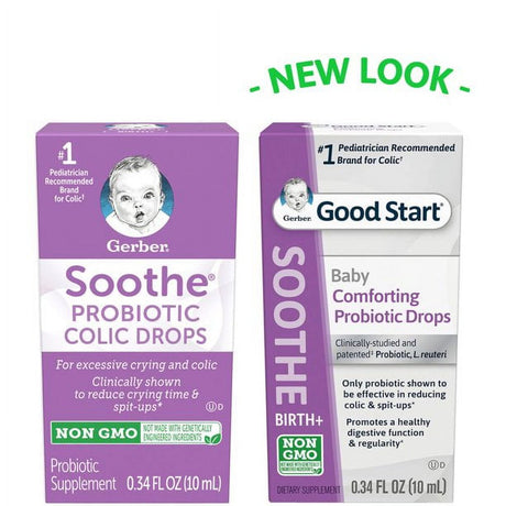 Gerber Soothe Probiotic Supplement Colic Drops, Digestive Health Unisex Infants 0.34 Fl. Oz. Pack - 2