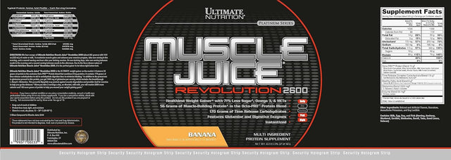 Ultimate Nutrition Muscle Juice Revolution 2600 Weight Gainer, Muscle Recovery with Glutamine, Micellar Casein and Time Release Complex Carbohydrates, Banana Protein Powder, 4.69 Pounds