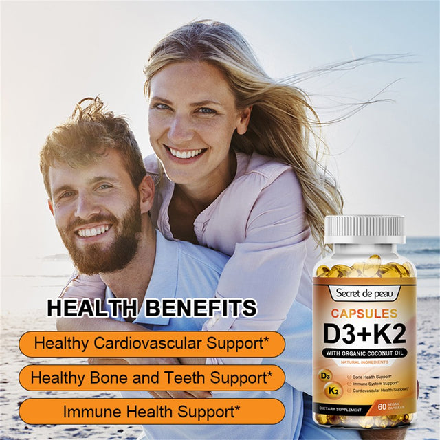 (2 Pack) SDP Vitamins D3 & K2 Dietary Supplement, Supports Heart Healthy & Immune, 240 Capsules Total (Non GMO, Soy Free, Gluten Free)