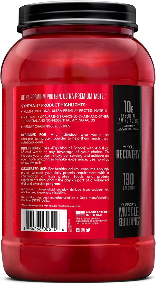 BSN SYNTHA-6 Whey Protein Powder, Vanilla Milk Isolate Protein Powder with Micellar Casein, Ice Cream, 28 Servings (Package May Vary)