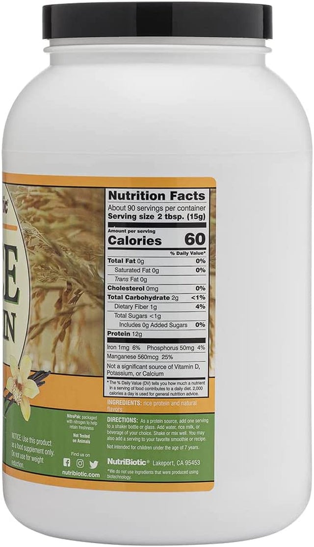 Nutribiotic Rice Protein, Vanilla, 3 Pound