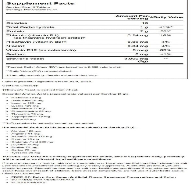 Solgar Brewer'S Yeast 7 1/2 Grains with Vitamin B 12 250 Tabs