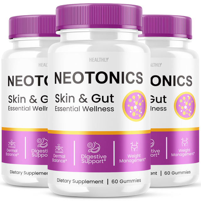 (3 Pack) Neotonics Skin and Gut Gummies Dermal Balance Digestive Support and Weight Management (180 Gummies)