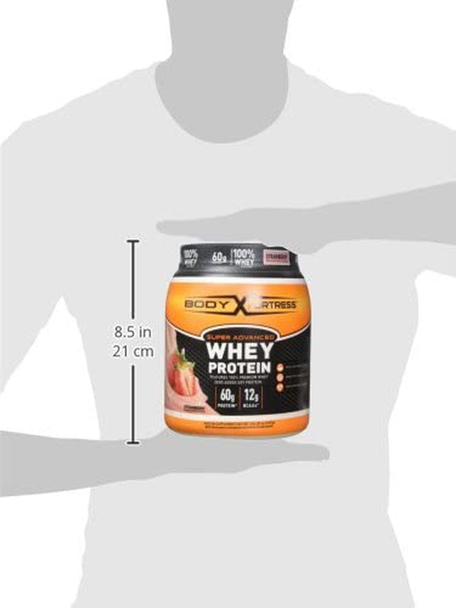 Body Fortress Whey Protein Powder, Strawberry Flavored, Gluten Free, 60 G Protein per Serving, 2 Lbs