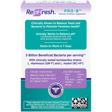 3 Pack - Rephresh Pro B Probiotic Feminine Supplement 30 Capsules