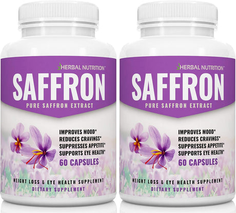 Saffron Extract 88.5Mg 2 Pack 60 Capsules per Bottle 100% Pure Saffron Extract All-Natural Mood Enhancer Feel Great and Lose Weight Promote Eye Health