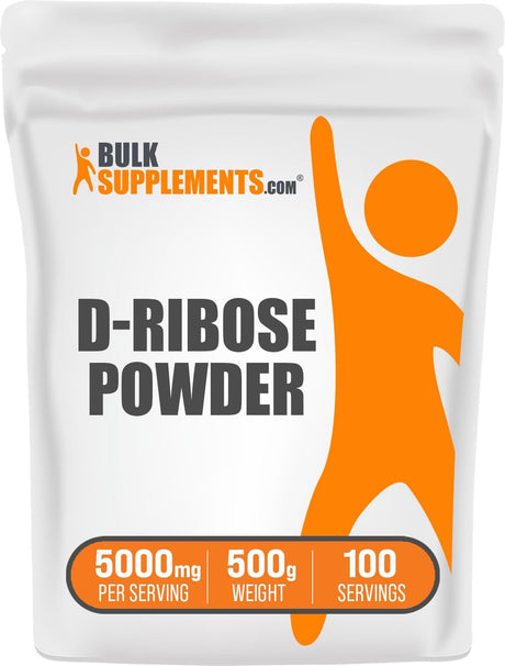 BULKSUPPLEMENTS.COM D-Ribose Powder - Peak ATP - Ribose Powder - Ribose Supplement - D Ribose Powder Bulk - 5G (5000Mg) per Serving, 100 Servings (500 Grams - 1.1 Lbs)