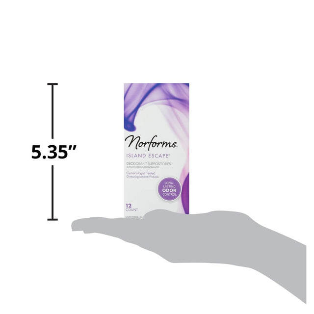 Norforms Feminine Deodorant Suppositories, Island Escape, 12 Ct