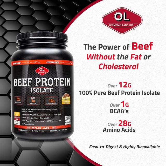 Olympian Labs Beef Protein Isolate Lb, 1 Pound, Chocolate, 16 Ounce (03273)