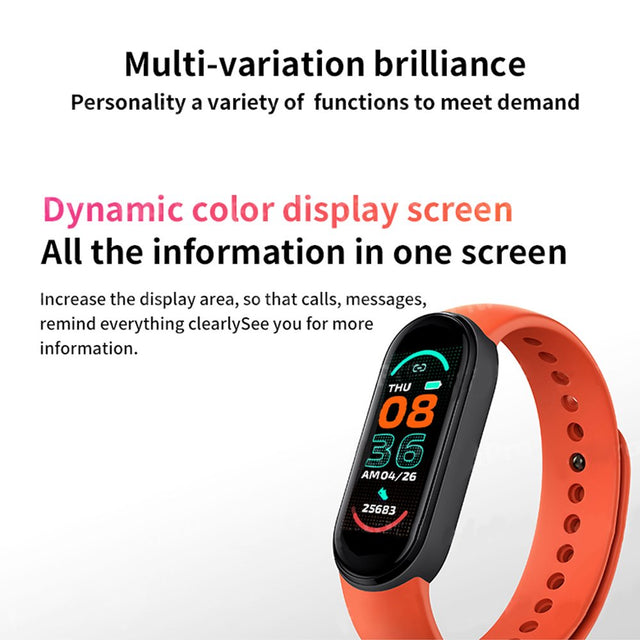 TIERPOP Smart Bands Sport Fitness Tracker M6 Smart Watchespedometer Heart Rate Blood Pressure Monitor Bluetooth-Compatible Bracelets for Men Women