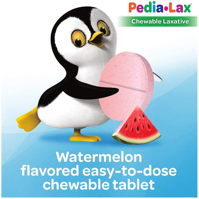 Pedia-Lax Laxative Chewable Tablets for Kids, Ages 2-11, Watermelon Flavor, 30 CT