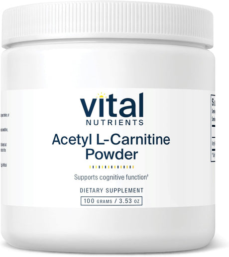 Vital Nutrients - Acetyl L-Carnitine Powder - Supports Normal Brain Function and Memory - Vegetarian - 100 Grams - 3000 Mg