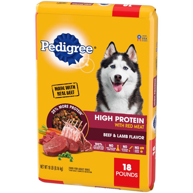 Pedigree High Protein Beef and Lamb Flavor Dry Dog Food, 18 Lb Bag