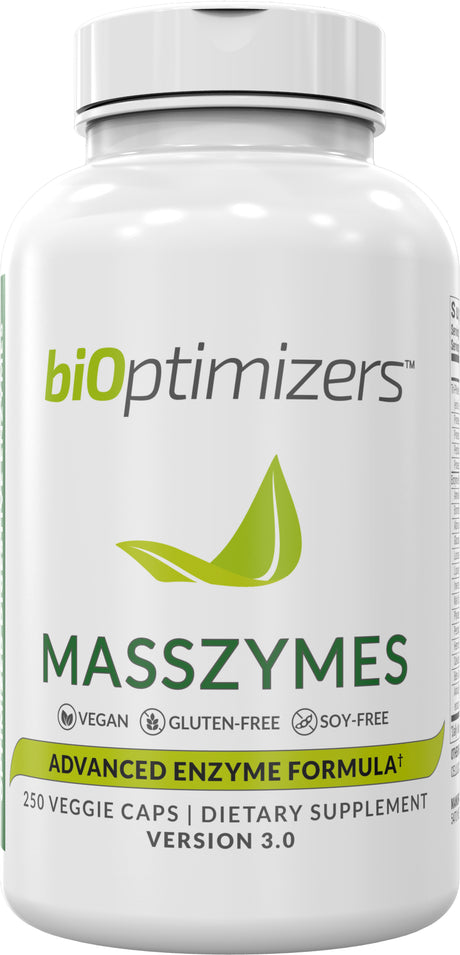 Bioptimizers - Masszymes 3.0 with Astrazyme - Digestive Enzyme Supplement for Better Absorption - Relief from Bloating, Constipation, and Gas - Contains Lipase, Amylase, and Bromelain, 250 Capsules