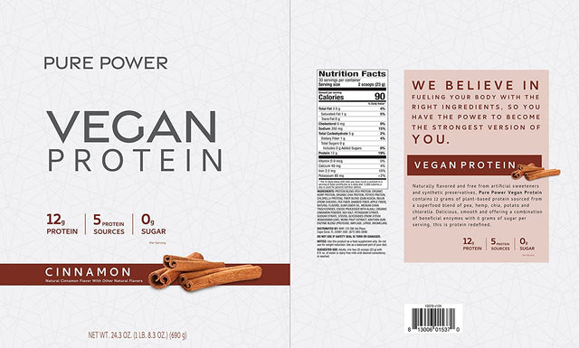 Dr. Mercola Vegan Protein, Sweet Cinnamon, 24.3 Ounces (1 Lb. 8.3 Ounces) Pea, Hemp, Chia, Potato, and Chlorella - Non GMO, Gluten Free, Soy Free