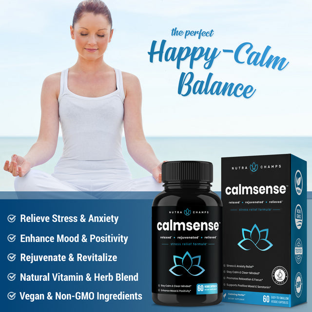 Calmsense, 60 Easy-To-Swallow Veggie Capsules, Nutrachamps