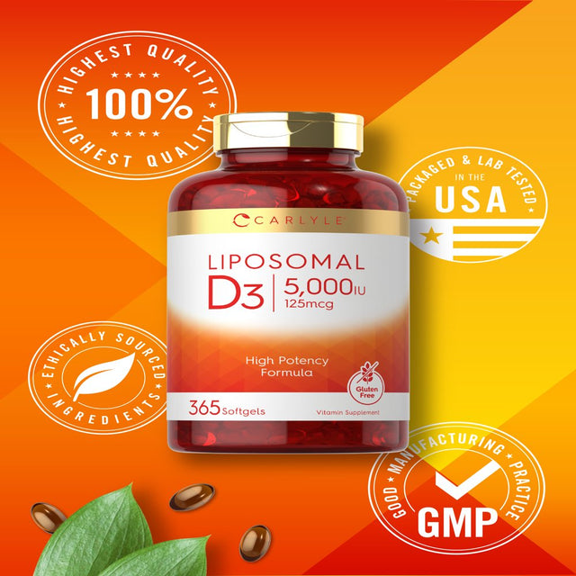 Liposomal Vitamin D3 | 5000Iu | 365 Softgels | by Carlyle